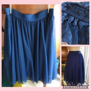 Torrid Navy Tulle Tiered A-line Midi Skirt
